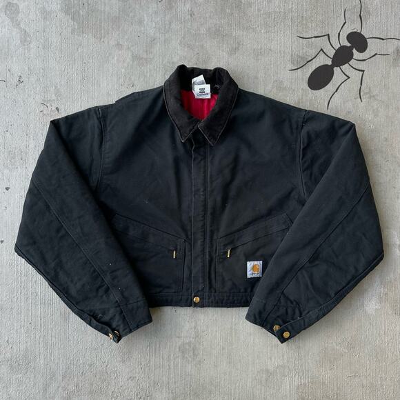 Vintage Y2K Carhartt black cropped Detroit style work wear jacket - Picture 1 of 7